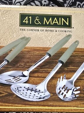 41 & MAIN Olive Green Handle Stainless Steel Kitchen Utensils